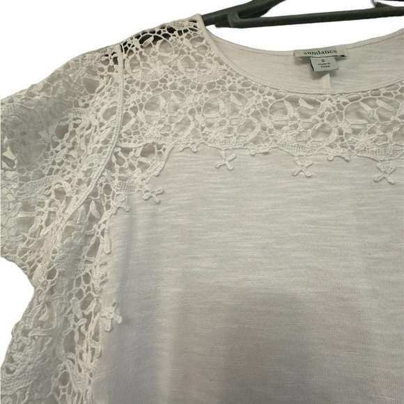 Sundance Lily’s Paramour lace t tee top white size small BOHO feminine romantic - Picture 3 of 7